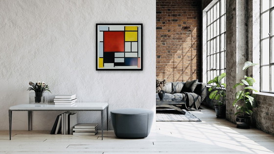 Image 1 of Piet Mondriaan, Authorized Offset Colour Lithograph, Signed, High Quality, Limited Edition: "Composition With Large Red Area, Ye