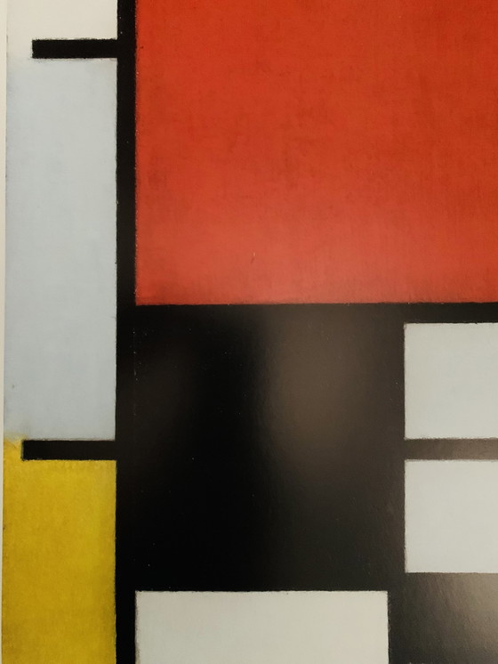 Image 1 of Piet Mondriaan, Authorized Offset Colour Lithograph, Signed, High Quality, Limited Edition: "Composition With Large Red Area, Ye