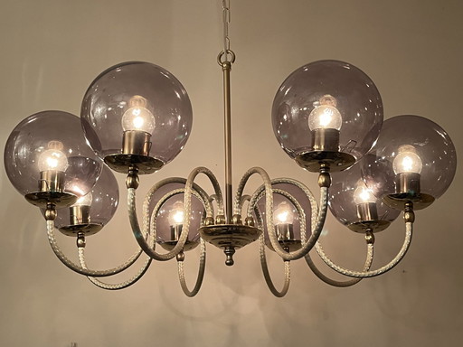 Vintage Grijze Bollen Kroonluchter Hanglamp 8 Lichtpunten