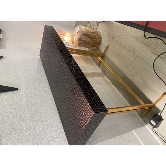 Image 1 of Vintage lederen spiegel en console set