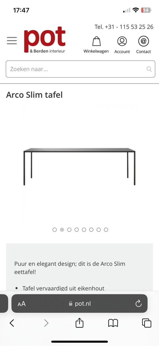 Image 1 of Arco Slim Table  Bertjan Pot