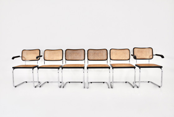 Image 1 of Eetkamerstoelen stijl B32 van Marcel Breuer, set van 6