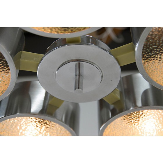 Image 1 of Vintage aluminium gepolijste en glazen kroonluchter, Duitsland 1970