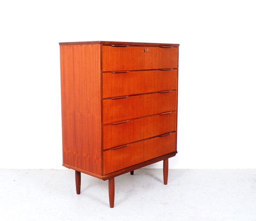 Deens design hoge ladekast in teak, 1960s