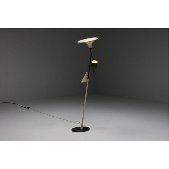 Image 1 of Italiaanse vintage gele en zwarte vloerlamp, jaren 1950