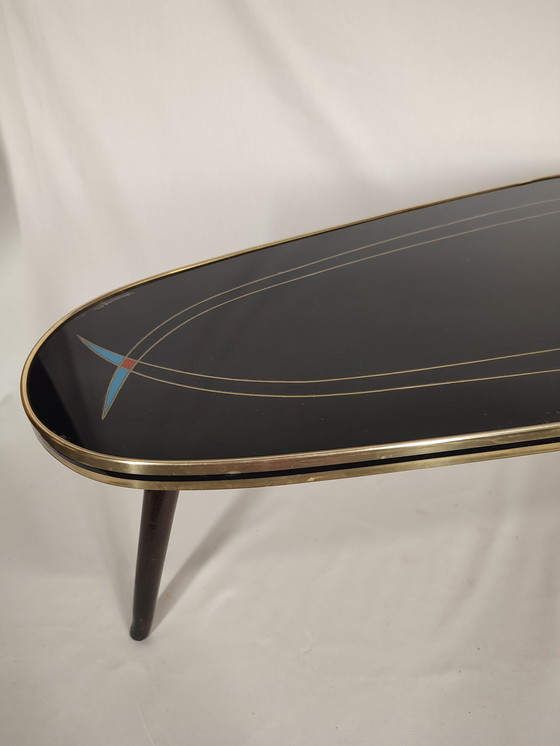 Image 1 of Grote Mid Century Tripod plantentafel met glas top