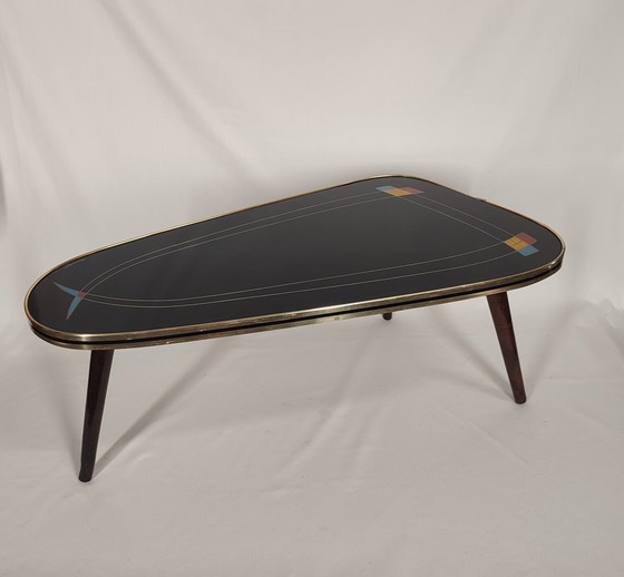 Image 1 of Grote Mid Century Tripod plantentafel met glas top