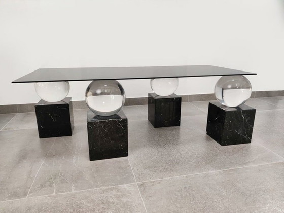 Image 1 of Vintage design tafel met bollen en marmer, 1970S