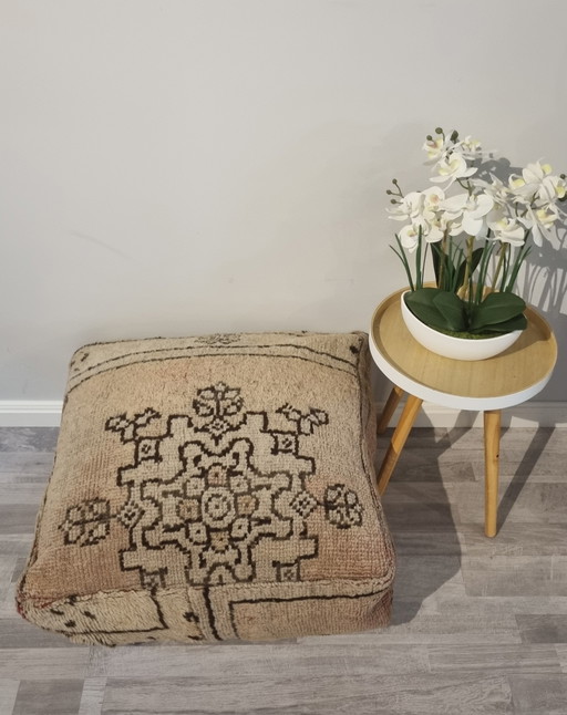 Vintage Berber Poef, Boho Style Zitkussen Uit Marokko