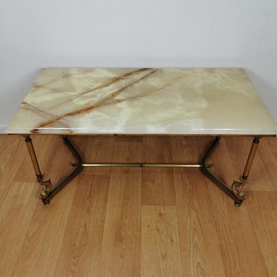 Image 1 of Vintage Hollywood Regency salontafel koffietafel marmer, onyx 