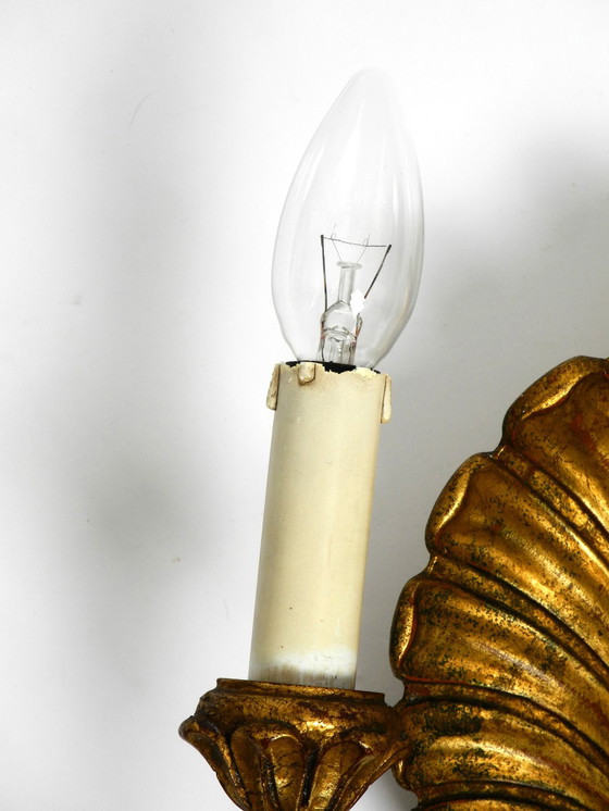 Image 1 of Paar extravagante grote Italiaanse 2-Armed Mid Century "Shell" wandlampen van Palladio