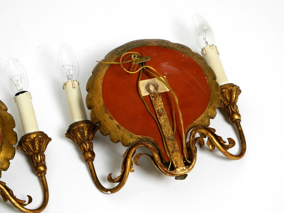 Image 1 of Paar extravagante grote Italiaanse 2-Armed Mid Century "Shell" wandlampen van Palladio