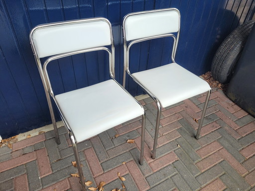 2x Vintage stoelen buisframe