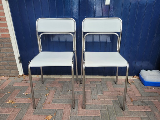 2x Vintage stoelen buisframe