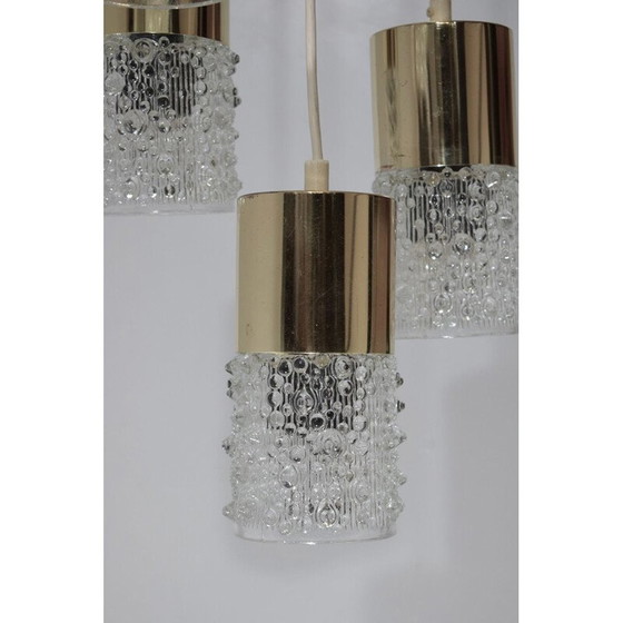Image 1 of Paar kroonluchters, vintage waterval, 5 hangers van messing en glas
