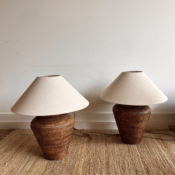 Image 1 of 2 XXXL Birma rieten rotan lampen vintage 