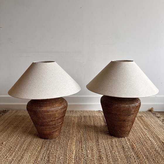 Image 1 of 2 XXXL Birma rieten rotan lampen vintage 