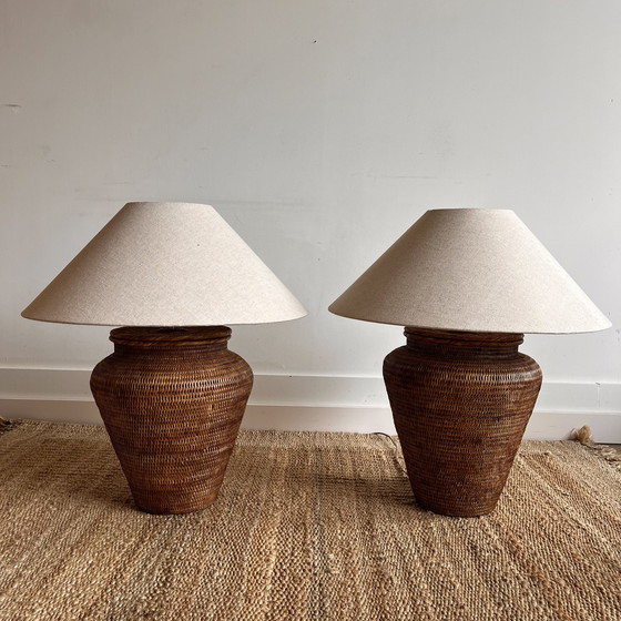 Image 1 of 2 XXXL Birma rieten rotan lampen vintage 