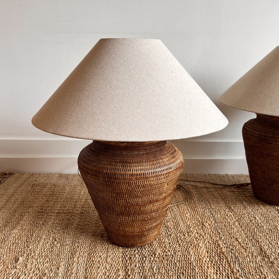 Image 1 of 2 XXXL Birma rieten rotan lampen vintage 