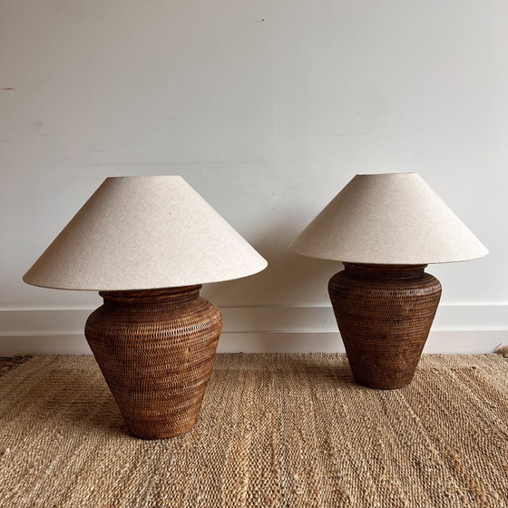 Image 1 of 2 XXXL Birma rieten rotan lampen vintage 