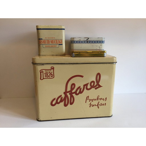 Set van 4 oude metalen Caffarel dozen