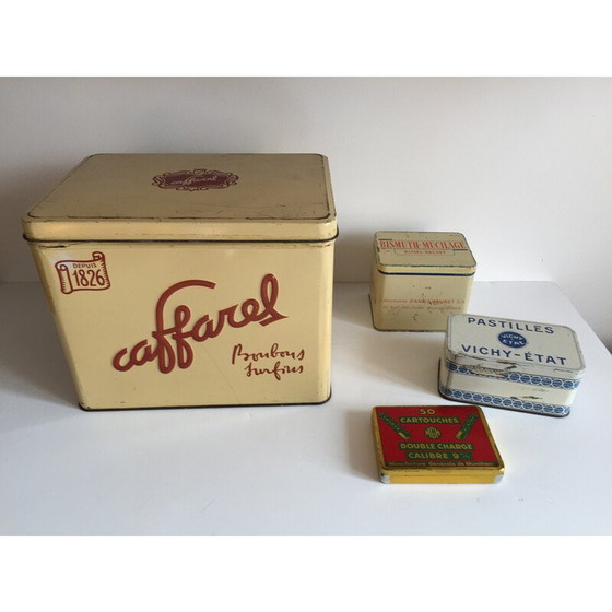 Image 1 of Set van 4 oude metalen Caffarel dozen