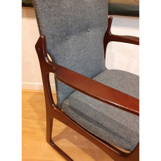 Image 1 of Paar vintage fauteuils in gebeitst massief hout en stof