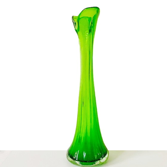 Image 1 of Groene glazen vaas XL Murano stijl vintage