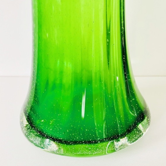 Image 1 of Groene glazen vaas XL Murano stijl vintage