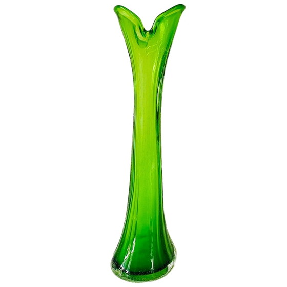 Image 1 of Groene glazen vaas XL Murano stijl vintage