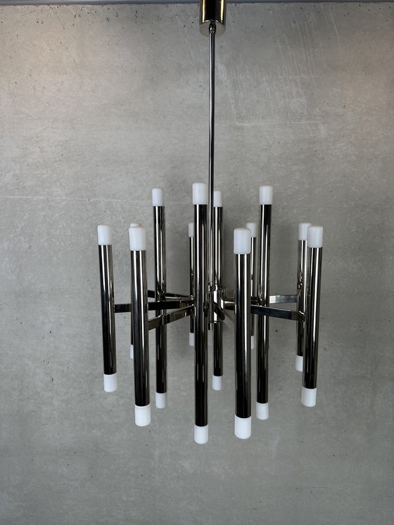 Image 1 of Vintage design tubular Boulanger chandelier