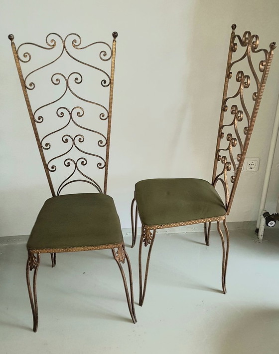 Image 1 of 2X Italiaanse bijzetstoelen in de stijl van Pier Luigi Colli, 1950S