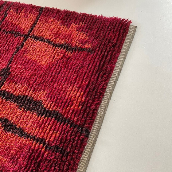 Image 1 of Vintage abstract Scandinavisch hoogpolig Örgryte Rya vloerkleed, Zweden 1960