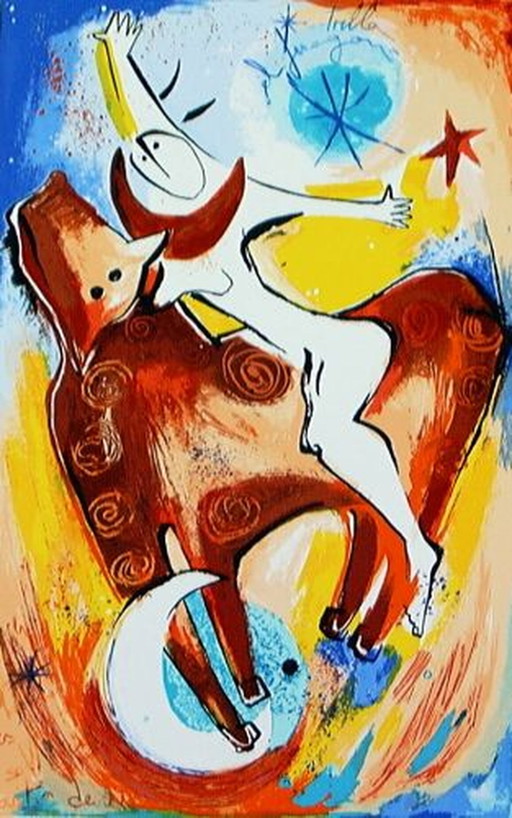 Angeles Nieto - Fuego – lithos zeefdrukken, Figuratief