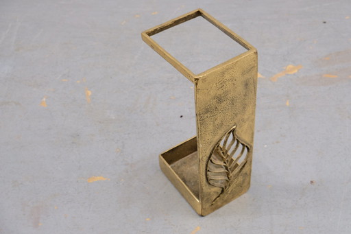 Vintage messing paraplubak met bladdecoratie, 1970