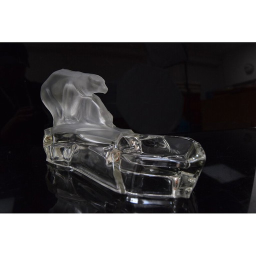 Art deco vintage asbak door Karl Zentner voor Glasswork Libochovice, Tsjecho-Slowakije 1930