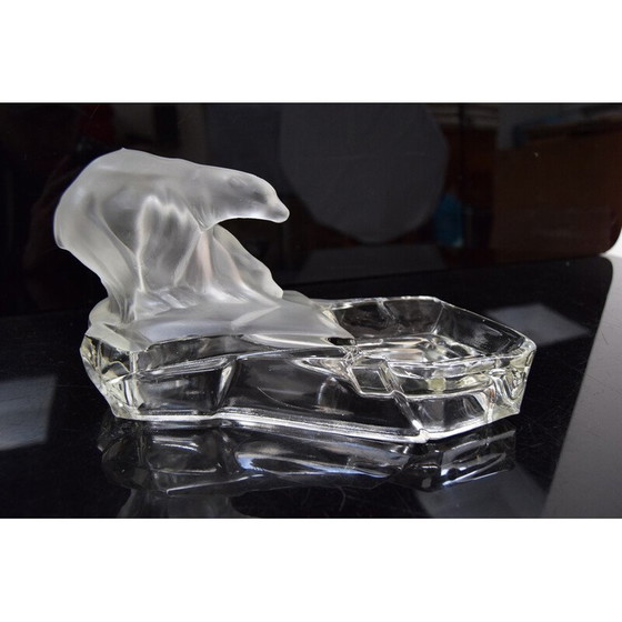 Image 1 of Art deco vintage asbak door Karl Zentner voor Glasswork Libochovice, Tsjecho-Slowakije 1930