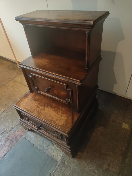 Vintage kersenhouten bibliotheek / kniebord met lade en klep