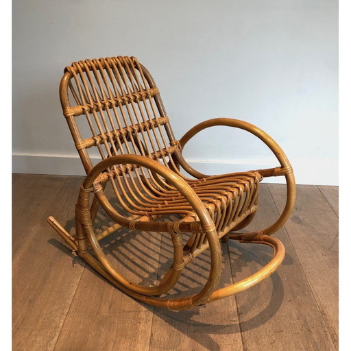 Vintage rotan schommelstoel voor kinderen, Frankrijk 1970