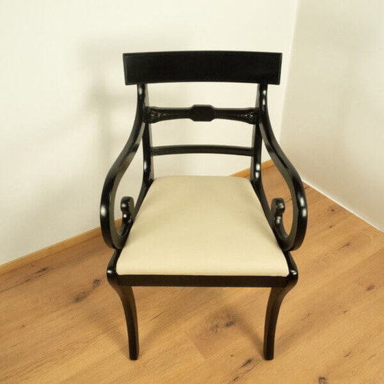 Image 1 of Vintage zwart gebeitste mahonie fauteuil uit Engeland