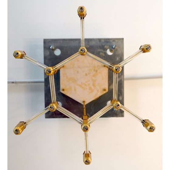 Image 1 of Vintage messing en perspex kroonluchter van Zeroquattro uit Italië 1970