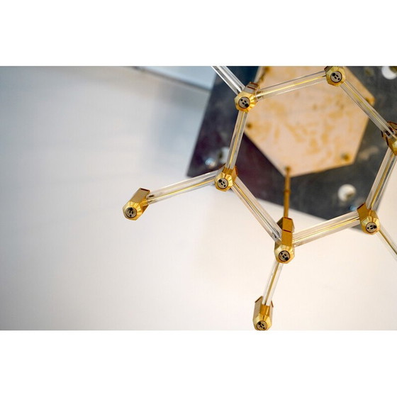 Image 1 of Vintage messing en perspex kroonluchter van Zeroquattro uit Italië 1970