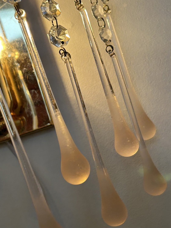 Image 1 of Set Van 2 Vintage Teardrop Roze Gouden Wandlampen  