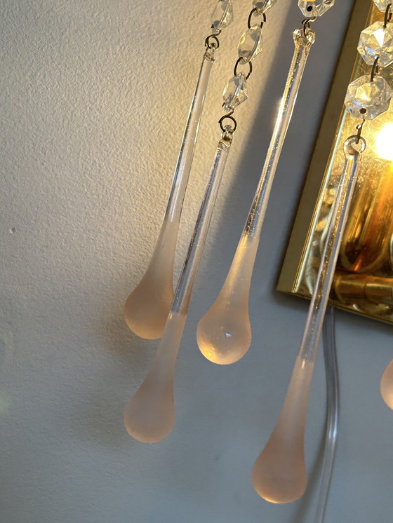 Image 1 of Set Van 2 Vintage Teardrop Roze Gouden Wandlampen  