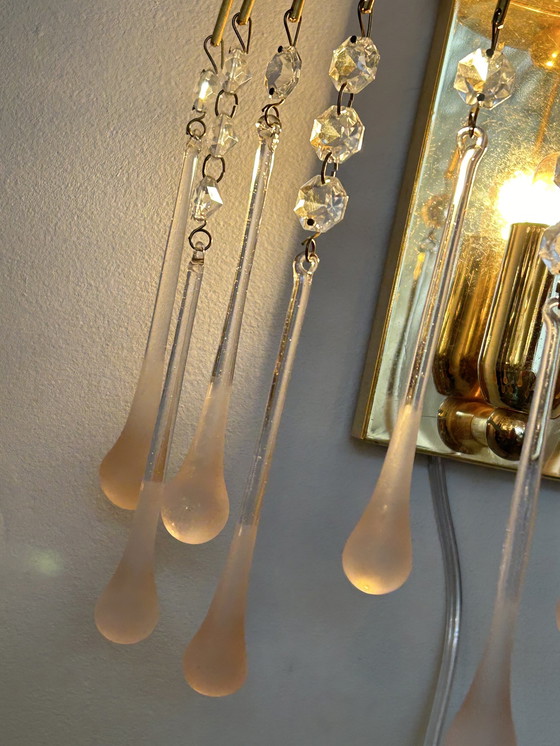 Image 1 of Set Van 2 Vintage Teardrop Roze Gouden Wandlampen  