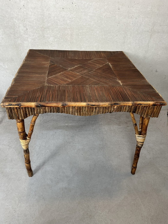 Image 1 of Vintage bamboe tafel - inlegwerk