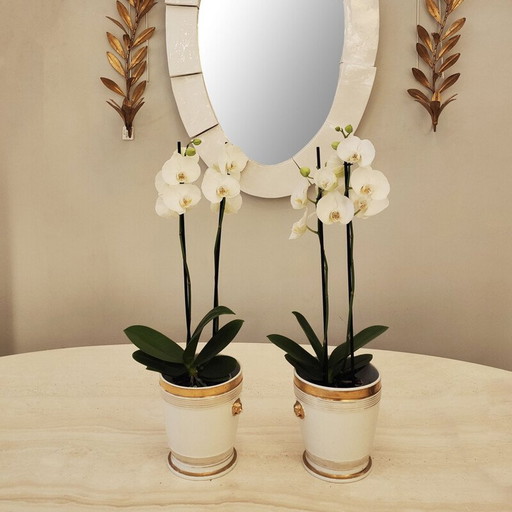 Paar vintage porseleinen plantenbakken uit Parijs, 1830