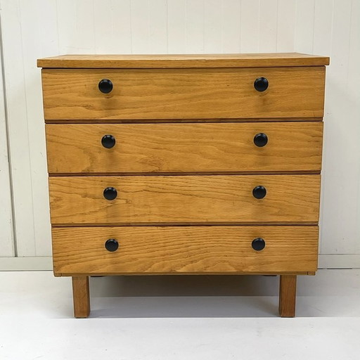 Midcentury Vintage Ladekastje Sixties Zwarte Knop 