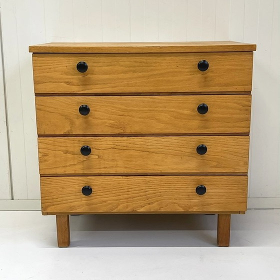 Image 1 of Midcentury Vintage Ladekastje Sixties Zwarte Knop 