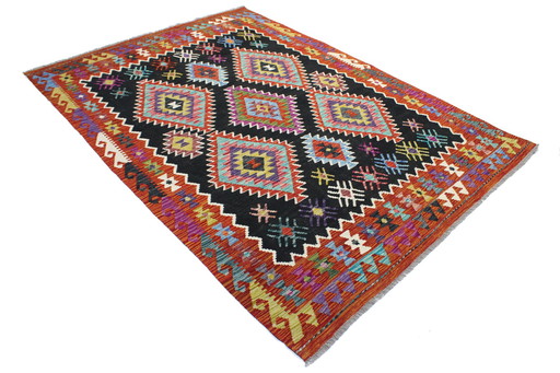 Originele oude stijl Kelim Afghan 244 X 178 Cm Top staat